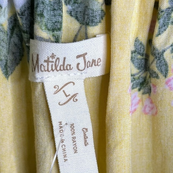Matilda Jane Hooked on a Feeling Dress Yellow Ruffle Floral Size Large - Picture 5 of 5